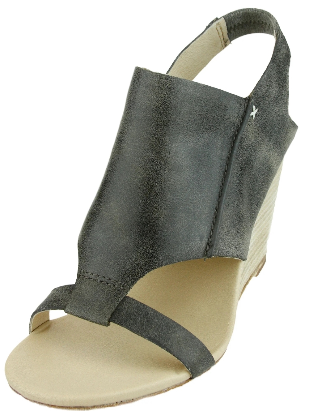 UGG Koolaburra Women's Perez Distressed Leather Wedge Heel Sandals in Wet Sand 9